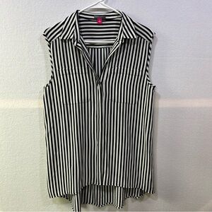 Vince Camuto Sleeveless Striped Tunic Blouse Black And White Size Small Casual